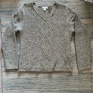 Christopher & Banks V-Neck Sweater - Gray and Brown